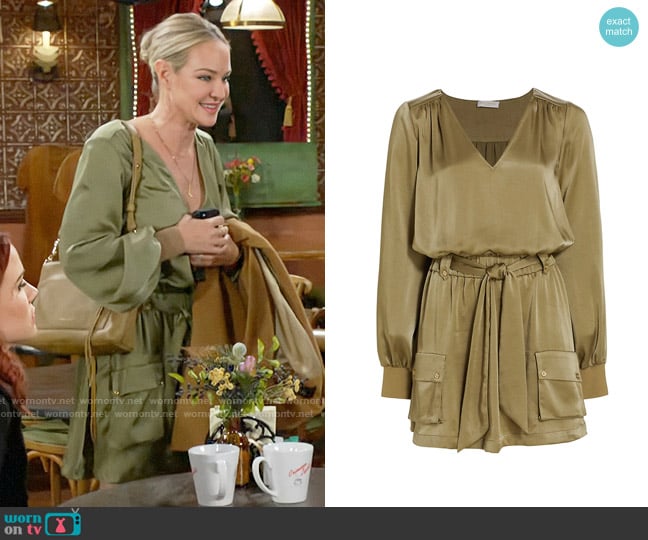 Ramy Brook Kristi Dress in Clover worn by Sharon Newman (Sharon Case) on The Young and the Restless