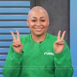 Raven-Symoné’s green Funk sweatshirt on Access Hollywood