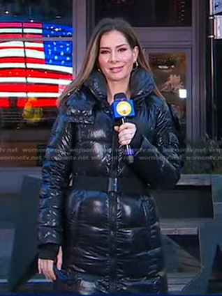 Rebecca’s black puffer coat on Good Morning America