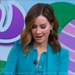 Rebecca’s teal tie neck blouse on Good Morning America