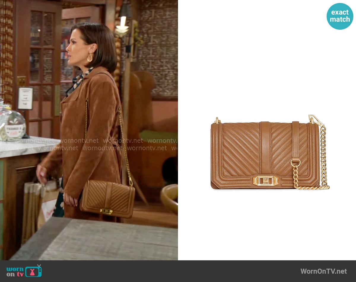 Rebecca Minkoff Chevron Quilted Love Crossbody worn by Chelsea Lawson (Melissa Claire Egan) on The Young and the Restless