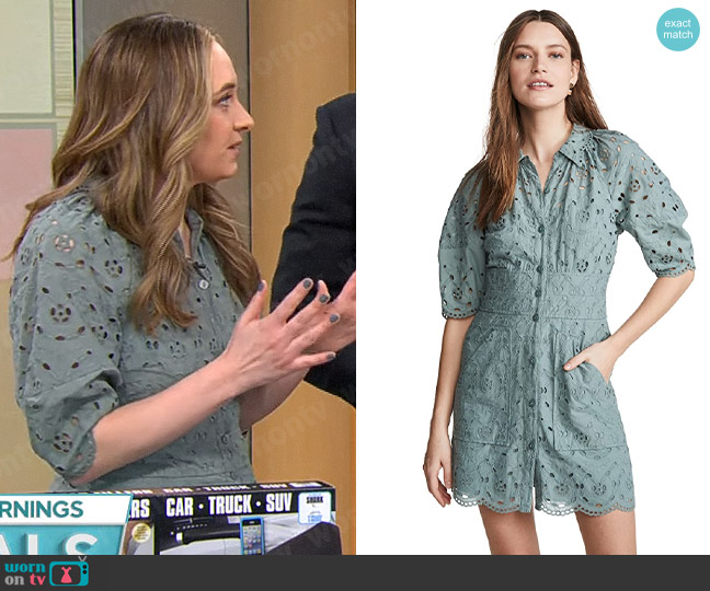 Rebecca Taylor Mina Dress in Spruce worn by Lexie Sachs on CBS Mornings