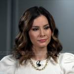Rebecca’s white ribbed puff sleeve sweater on Good Morning America