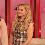 Reese Witherspoon’s plaid tweed mini dress on The Drew Barrymore Show