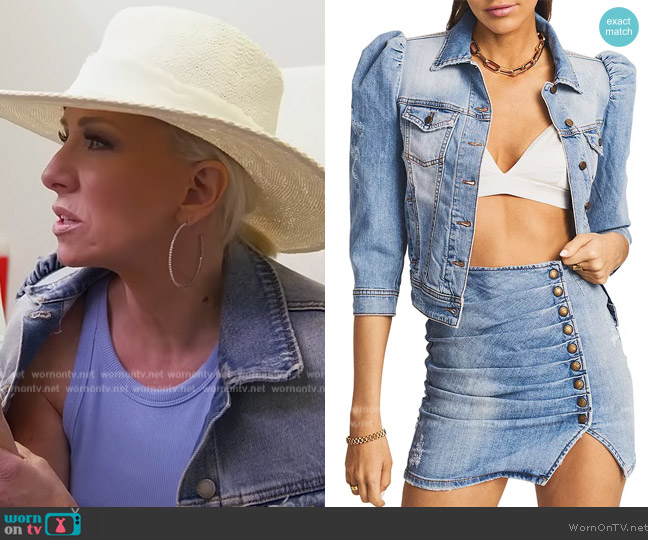 Retrofete Ada Puffed Shoulder Denim Jacket worn by Margaret Josephs on The Real Housewives of New Jersey