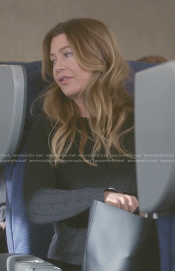 Meredith’s black cable knit sweater on Greys Anatomy