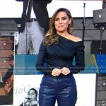 Rhiannon’s navy satin asymmetric top on Good Morning America