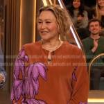 Robin Black’s orange floral print blouse on The Drew Barrymore Show