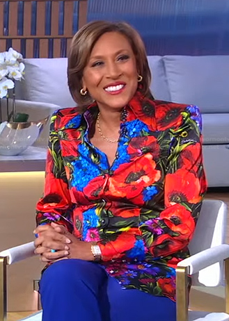 Robin’s floral button down blouse on Good Morning America