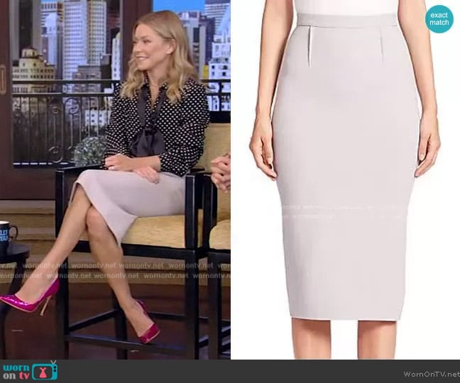 Roland Mouret Arreton Pencil Skirt worn by Kelly Ripa on Live with Kelly and Mark