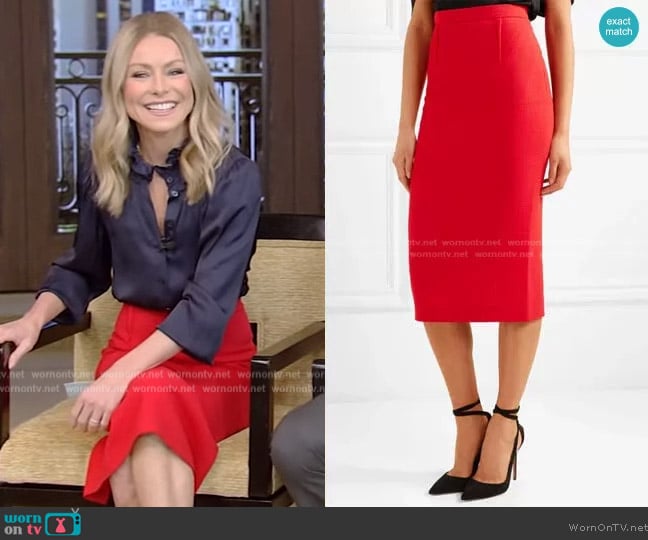 Arreton Skirt by Roland Mouret worn by Kelly Ripa on Live with Kelly and Mark