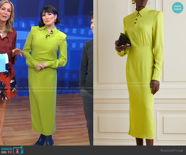 Rowen Rose Crepe Midi Shirt Dress worn by Zoe Chao on Good Morning America