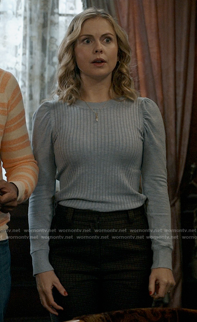 Sam's blue puff sleeve sweater on Ghosts