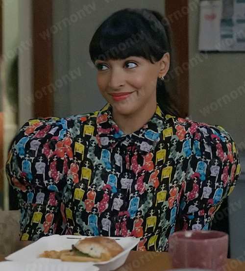 Sam’s lady print puff sleeve blouse on Not Dead Yet