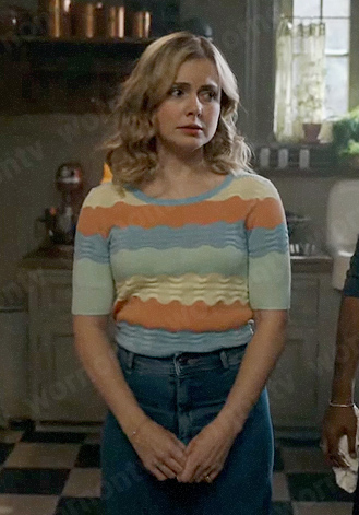 Sam's wavy striped top on Ghosts