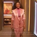 Samara Joy’s pink velvet blazer on The Drew Barrymore Show