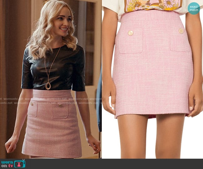 Sandro Gaella Tweed Mini Skirt worn by Georgia Miller (Brianne Howey) on Ginny & Georgia