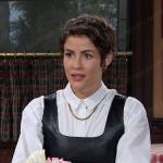 Sarah’s black cropped leather top on Days of our Lives