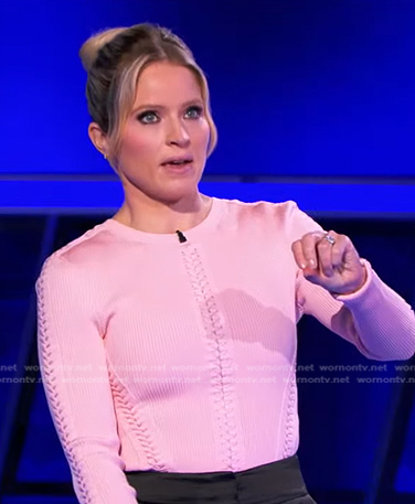 WornOnTV: Sara's yellow turtleneck top and high-waisted pants on The Chase, Sara Haines