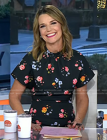 Savannah’s black floral short sleeve dress on Today