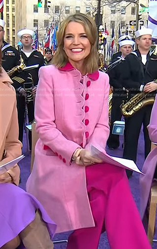 Savannah’s pink and red contrast coat on Today