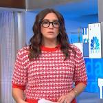 Savannah’s red short sleeve knit sweater on NBC News Daily