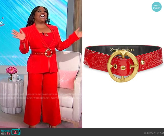 Sergio Hudson Signature Buckle Leather Belt worn by Sherri Shepherd on Sherri