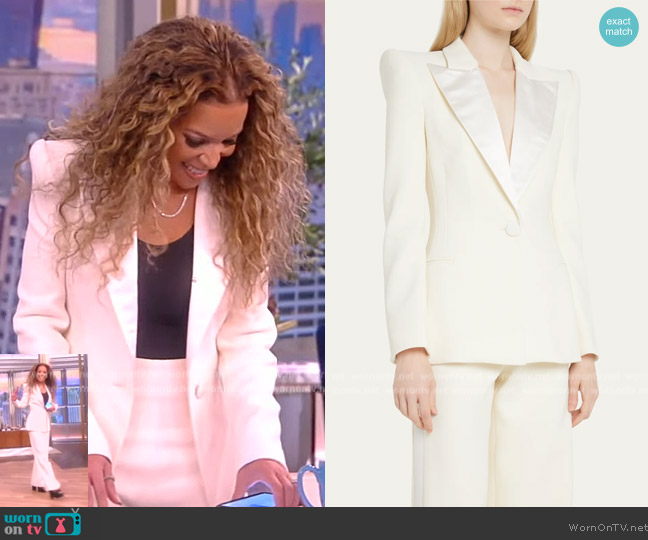 Sergio Hudson Double-Breasted Tuxedo Jacket worn by Sunny Hostin on The View