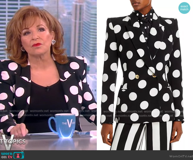 Sergio Hudson Double Breasted Polka Dot Blazer worn by Joy Behar on The View