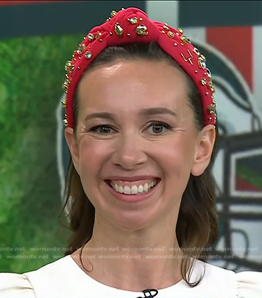Shannon Doherty's red embellished headband on Today