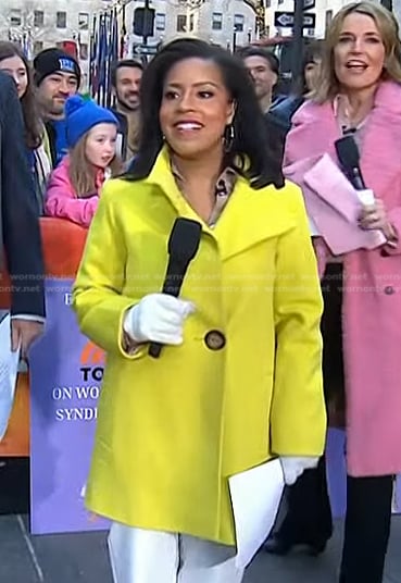 Sheinelle's yellow coat with large buttons on Today