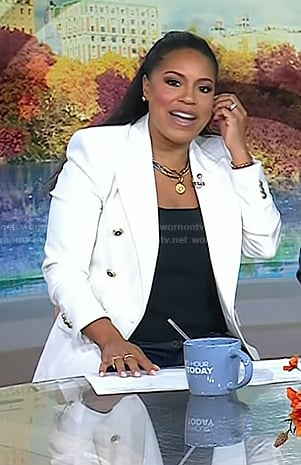 Sheinelle’s white double breasted blazer on Today