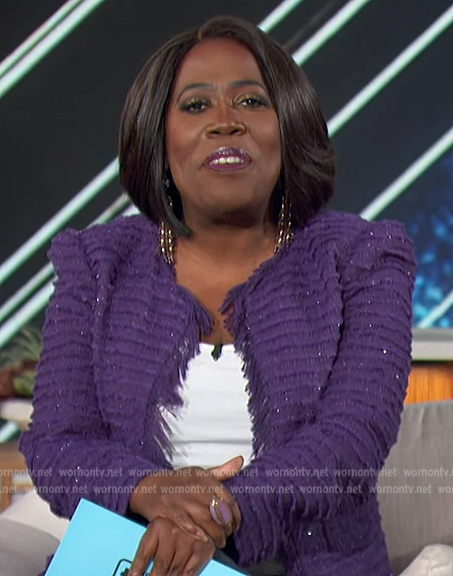 Sheryl’s purple tweed jacket on The Talk