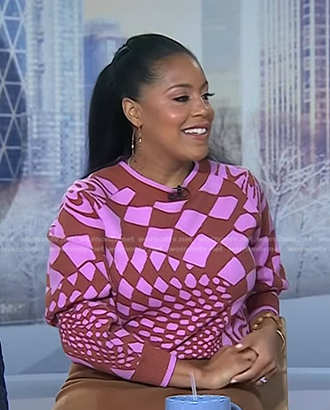 Sheinelle’s pink geometric sweater on Today