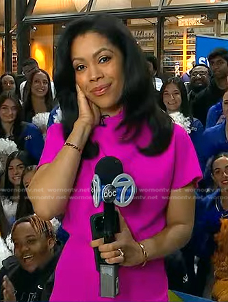 Shirleen-Allicot’s pink short sleeve jumpsuit on Good Morning America