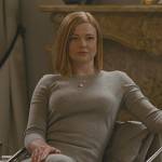 Shiv’s gray long sleeve midi dress on Succession