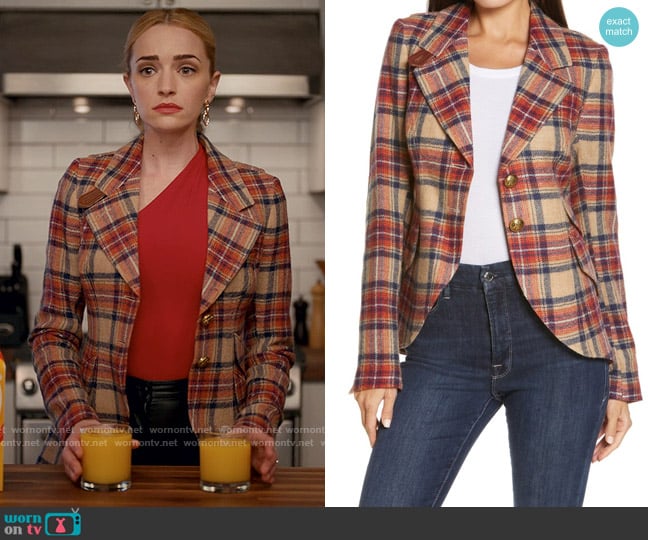 Smythe Plaid Wool Hunting Blazer worn by Georgia Miller (Brianne Howey) on Ginny & Georgia