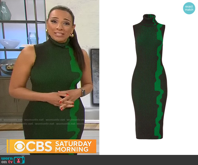 Solace London Lowri Sheath Dress worn by Michelle Miller on CBS Mornings