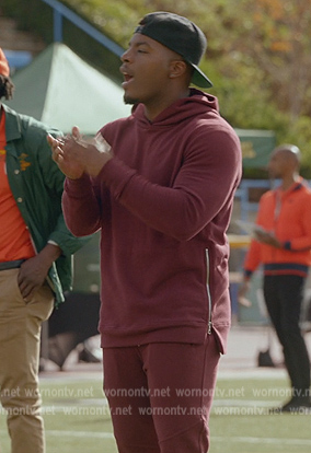 Spencer's maroon side zip hoodie on All American