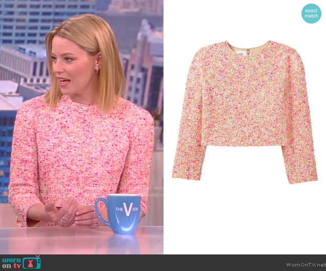 St. John Novelty Textured tweed top worn by Elizabeth Banks on The View