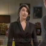 Steffy’s black satin wrap jacket on The Bold and the Beautiful