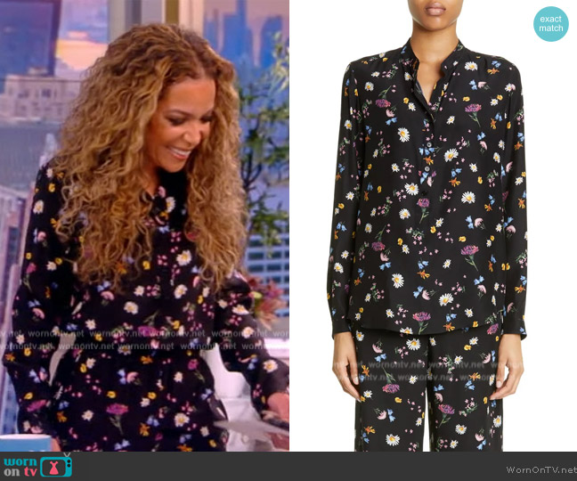 Stella McCartney Ditsy Floral Silk Button-Up Blouse worn by Sunny Hostin on The View
