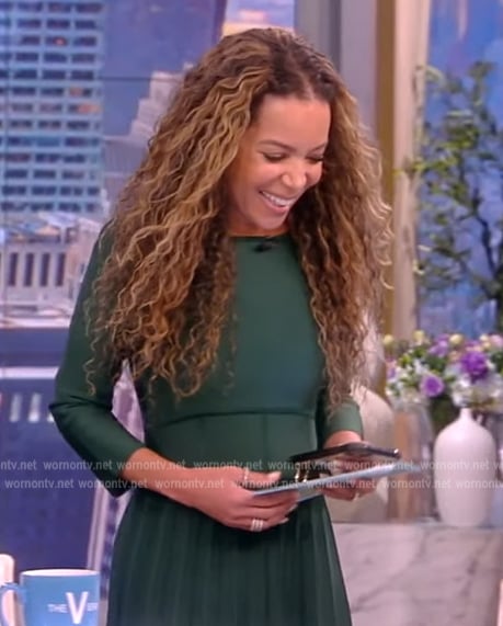 Sunny's green pleated midi dress on The View