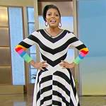 Tamron’s asymmetric contrast stripe dress on Tamron Hall Show