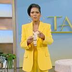 Tamron’s yellow blazer and pants on Tamron Hall Show