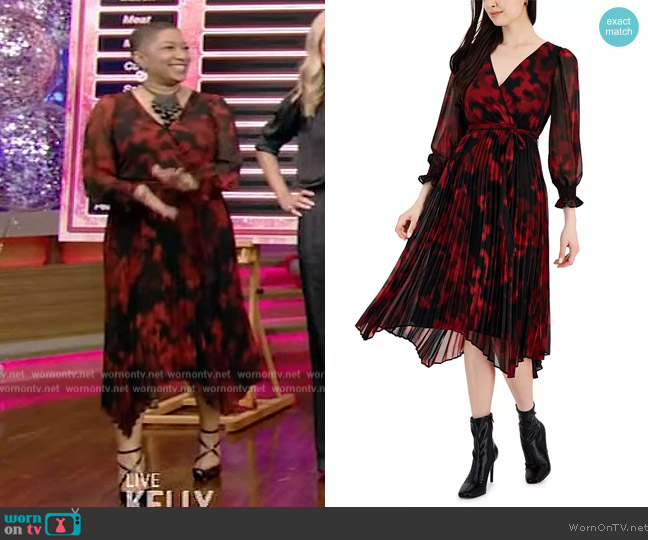 Taylor Printed Pleated Fit & Flare Dress worn by Deja Vu on Live with Kelly and Ryan