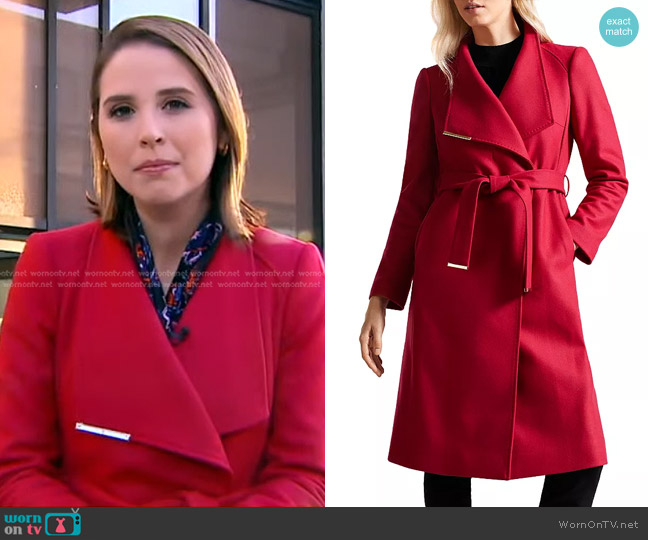 Ted Baker Rose Wool Wrap Coat worn by Elizabeth Schulze on Good Morning America