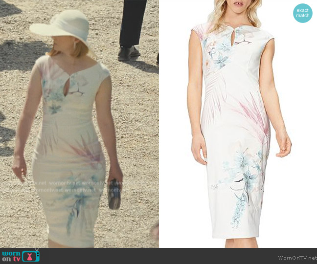 Ted Baker Serendipity Floral Print Sheath Dress worn by Shiv Roy (Sarah Snook) on Succession