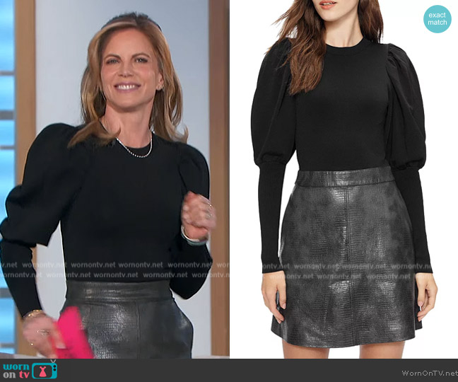 Ted Baker VIENN Knit Bodice Faux Leather Skirt Mini Dress worn by Natalie Morales on The Talk