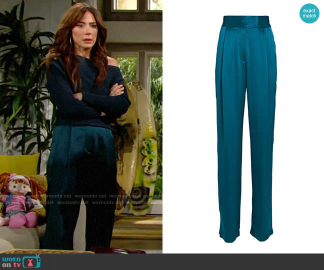 The Sei Pleated Wide-Leg Silk Trousers worn by Taylor Hayes (Krista Allen) on The Bold and the Beautiful